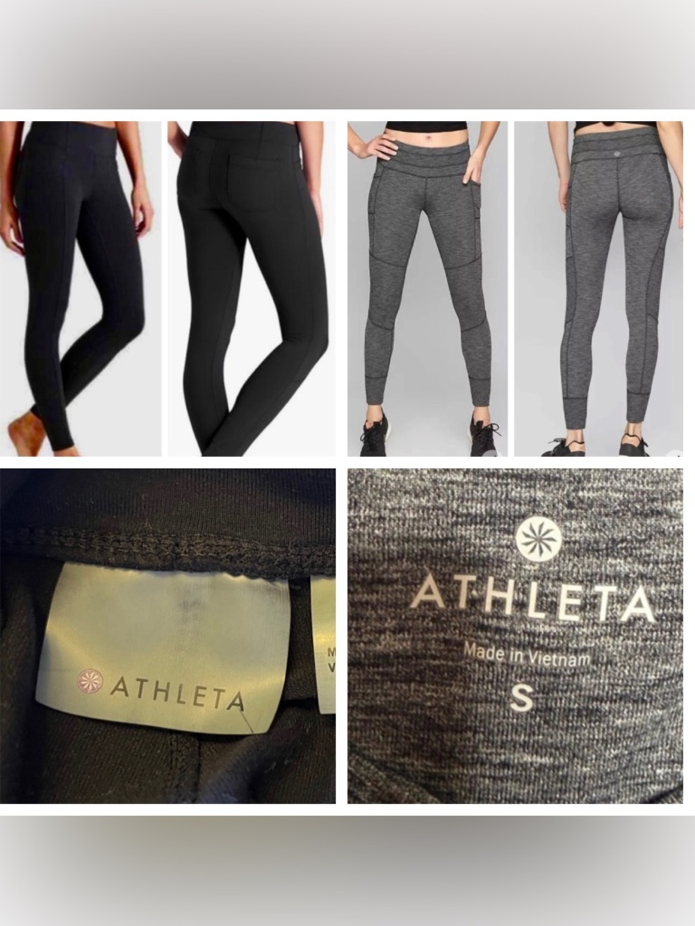 ATHLETA Black Metro fitness leggings & Charcoal Heather excursion leggings SMALL